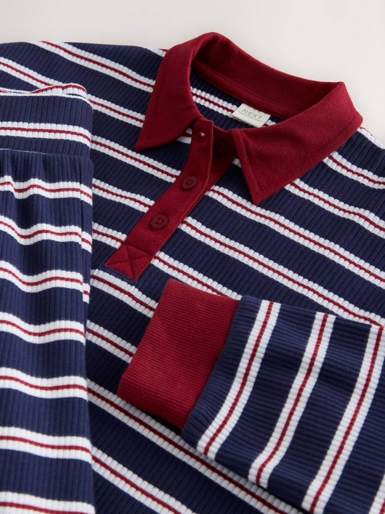 Navy/Red Rugby Top And Wide Leg Trousers Set (3-16yrs) - Image 10 of 10