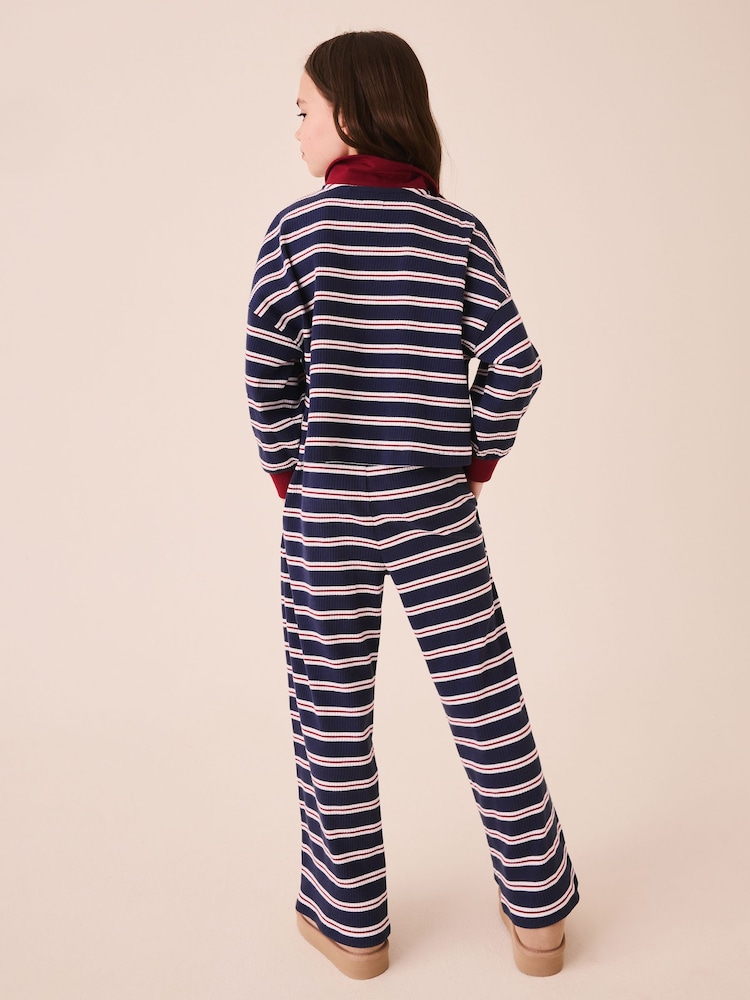 Navy/Red Rugby Top And Wide Leg Trousers Set (3-16yrs) - Image 2 of 10