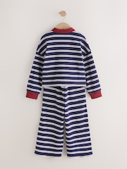 Navy/Red Rugby Top And Wide Leg Trousers Set (3-16yrs) - Image 8 of 10