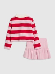 River Island Pink Long Sleeve Stripe Top & Skirt Set - Image 2 of 5