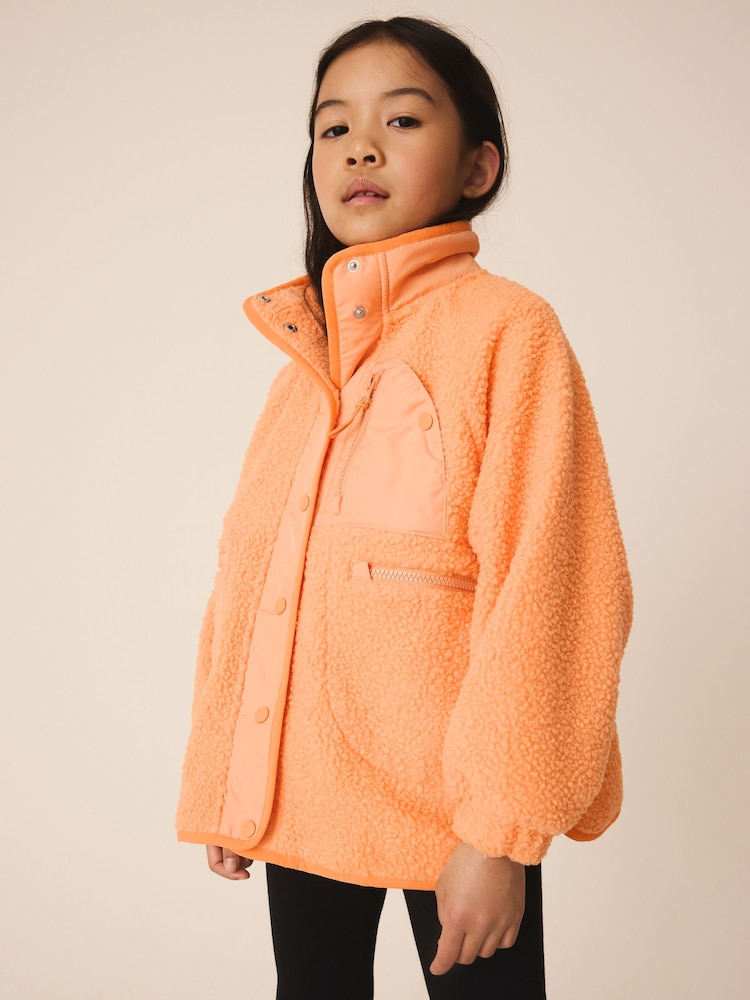 Bright Orange Button Up Fleece Jacket (3-16yrs) - Image 1 of 9 Bright Orange Button Up Fleece Jacket (3-16yrs) - Image 1 of 9