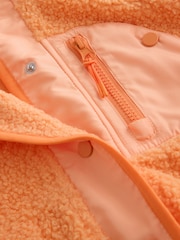 Bright Orange Button Up Fleece Jacket (3-16yrs) - Image 8 of 9