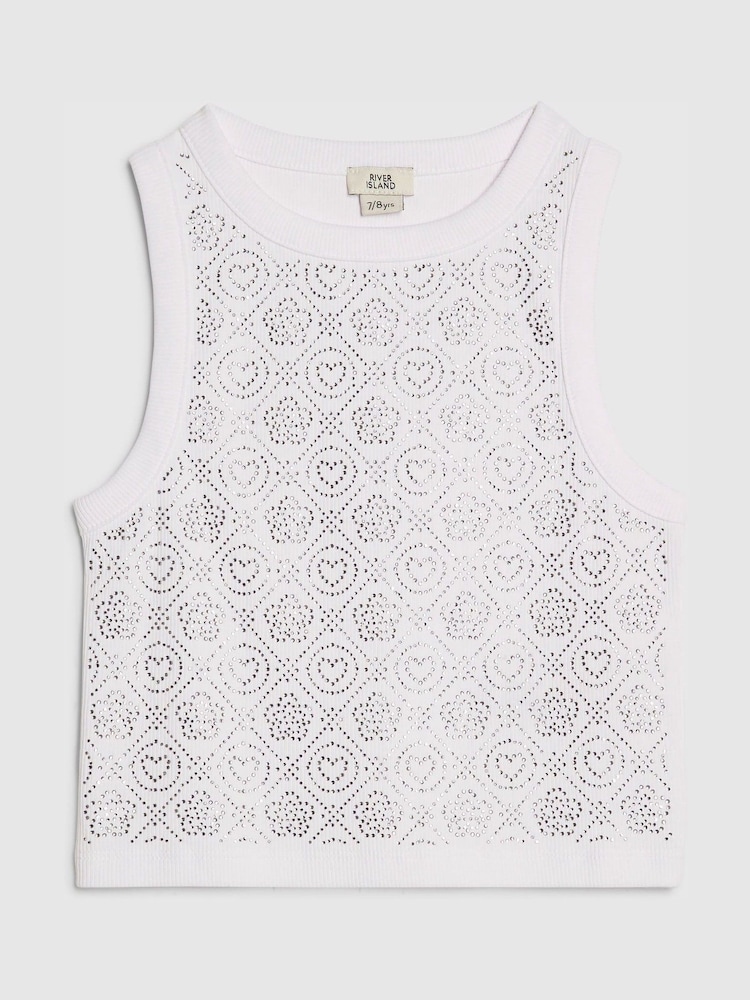 River Island White Hotfix Tank Top - Image 1 of 4