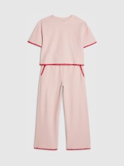 River Island Pink Whipstitch Cropped Top & Joggers Set - Image 3 of 5