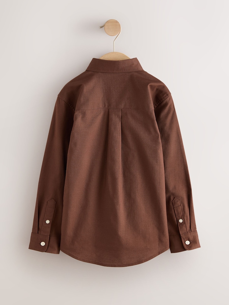 Chocolate Brown Single Oxford Shirt (3-16yrs) - Image 2 of 4
