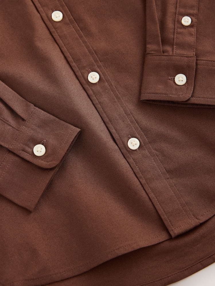 Chocolate Brown Single Oxford Shirt (3-16yrs) - Image 4 of 4