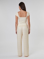 Loungeable Yellow Gingham Heart Printed Cami and Wide Leg Trousers Pyjamas Set - Image 2 of 5