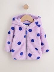 Purple Spot Fleece Baby Hooded Jacket (0mths-2yrs) - Image 1 of 6