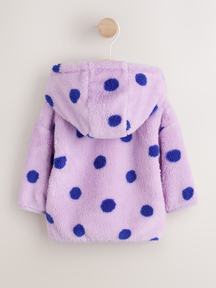 Purple Spot Fleece Baby Hooded Jacket (0mths-2yrs) - Image 2 of 6 Purple Spot Fleece Baby Hooded Jacket (0mths-2yrs) - Image 2 of 6