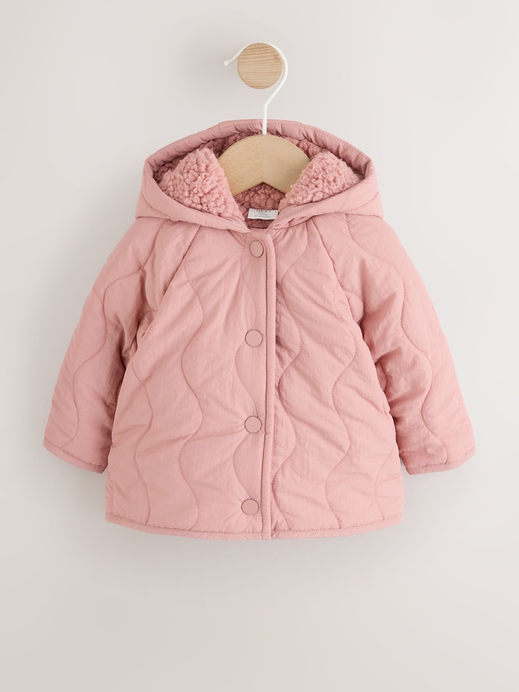 Pink Quilted Puffer Baby Jacket (0mths-2yrs) - Image 1 of 7 Pink Quilted Puffer Baby Jacket (0mths-2yrs) - Image 1 of 7
