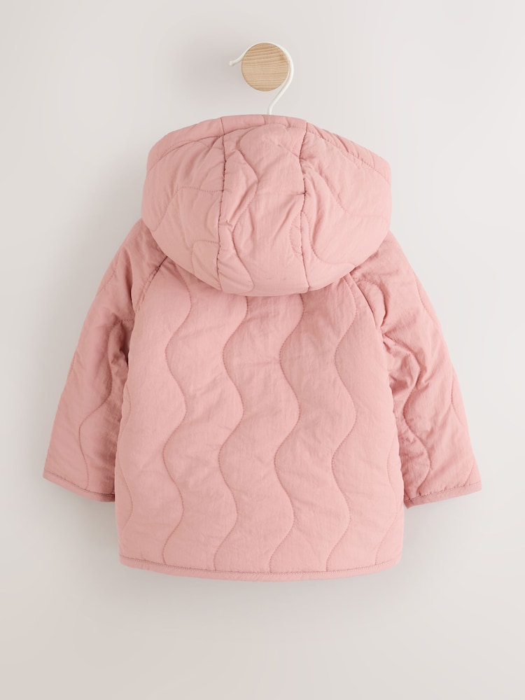 Pink Quilted Puffer Baby Jacket (0mths-2yrs) - Image 2 of 7 Pink Quilted Puffer Baby Jacket (0mths-2yrs) - Image 2 of 7