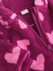 Pink Heart Printed Hooded Fleece Baby Pramsuit (0mths-2yrs) - Image 4 of 6
