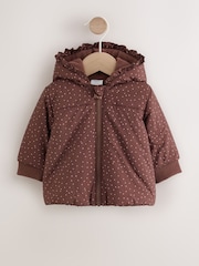 Brown Spotted Hooded Padded Baby Jacket (0mths-2yrs) - Image 1 of 12