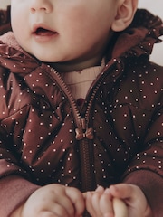 Brown Spotted Hooded Padded Baby Jacket (0mths-2yrs) - Image 6 of 12