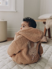 Neutral Borg Bunny Embroidered Back Popper Through - Baby Jacket (0mths-2yrs) - Larawan 1 ng 2