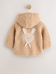 Neutral Borg Bunny Embroidered Back Popper Through Baby Jacket (0mths-2yrs) - Image 4 of 9