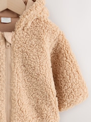 Neutral Borg Bunny Embroidered Back Popper Through Baby Jacket (0mths-2yrs) - Image 5 of 9