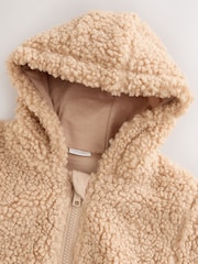 Neutral Borg Bunny Embroidered Back Popper Through Baby Jacket (0mths-2yrs) - Image 6 of 9
