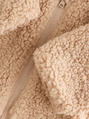 Neutral Borg Bunny Embroidered Back Popper Through Baby Jacket (0mths-2yrs) - Image 7 of 9