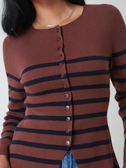 Nobodys Child Brown Stripe Waisted Cardigan - Image 4 of 4