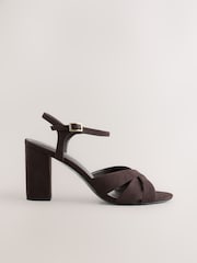 Chocolate Brown Standard/Wide Fit Forever Comfort® Block Heel Sandals - Image 1 of 9