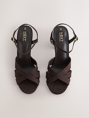 Chocolate Brown Standard/Wide Fit Forever Comfort® Block Heel Sandals - Image 6 of 9