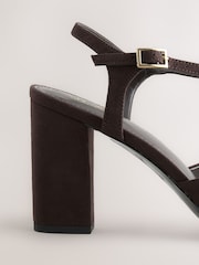 Chocolate Brown Standard/Wide Fit Forever Comfort® Block Heel Sandals - Image 8 of 9