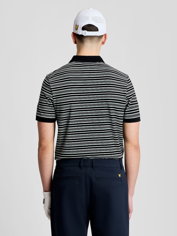 Lyle & Scott Black Golf Stripe Polo Shirt - Image 2 of 5 Lyle & Scott Black Golf Stripe Polo Shirt - Image 2 of 5
