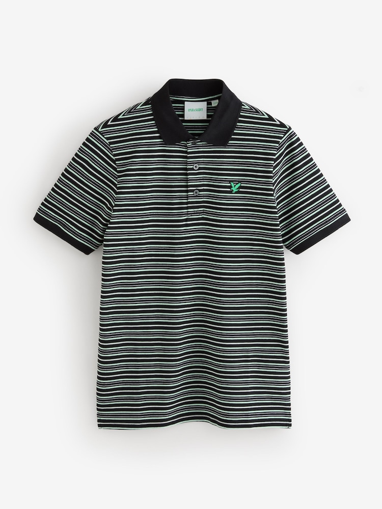 Lyle & Scott Black Golf Stripe Polo Shirt - Image 5 of 5 Lyle & Scott Black Golf Stripe Polo Shirt - Image 5 of 5