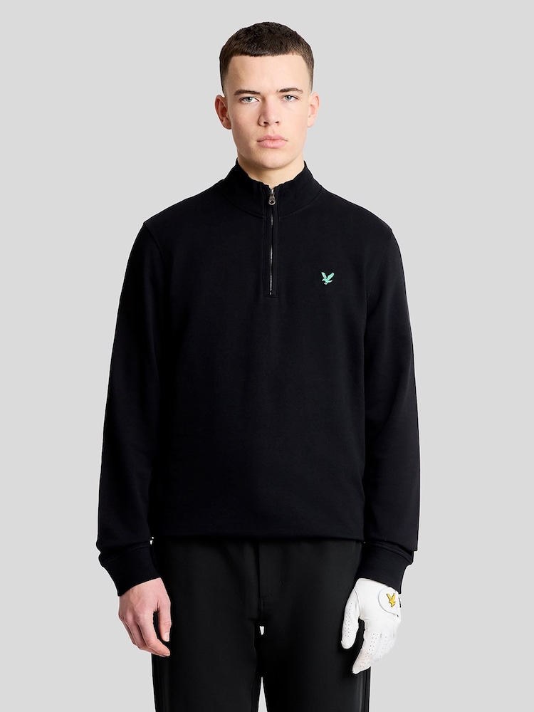 Lyle & Scott Black Golf Quarter Zip Mildayer Sweat Top - Image 1 of 6 Lyle & Scott Black Golf Quarter Zip Mildayer Sweat Top - Image 1 of 6