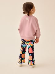 Navy Ladybird Printed Ribbed Flare Leggings (3mths-7yrs) - Image 2 of 4