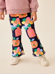 Navy Ladybird Printed Ribbed Flare Leggings (3mths-7yrs) - Image 3 of 4