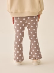 Neutral Cream Spot Ribbed Flare Leggings (3mths-7yrs) - Image 2 of 7