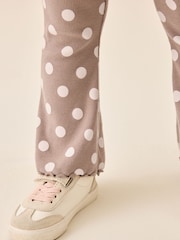 Neutral Cream Spot Ribbed Flare Leggings (3mths-7yrs) - Image 3 of 7