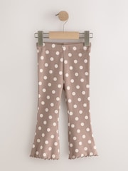 Neutral Cream Spot Ribbed Flare Leggings (3mths-7yrs) - Image 4 of 7