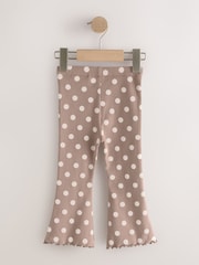 Neutral Cream Spot Ribbed Flare Leggings (3mths-7yrs) - Image 5 of 7