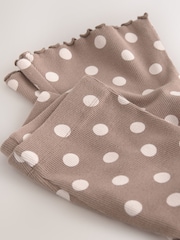 Neutral Cream Spot Ribbed Flare Leggings (3mths-7yrs) - Image 7 of 7