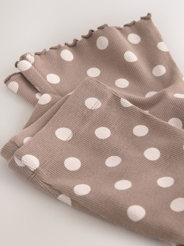 Neutral Cream Spot Ribbed Flare Leggings (3mths-7yrs) - Image 7 of 7