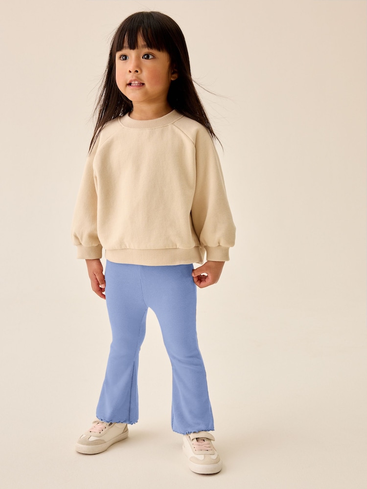Light Blue Ribbed Flare Leggings (3mths-7yrs) - Image 2 of 3