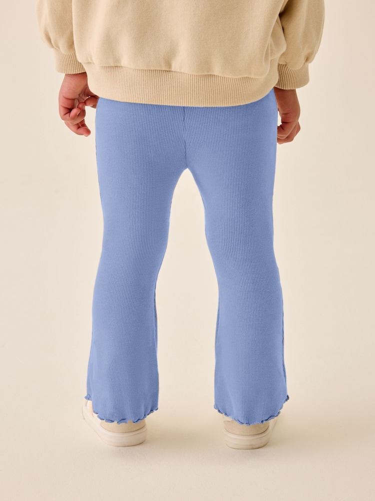 Light Blue Ribbed Flare Leggings (3mths-7yrs) - Image 3 of 3