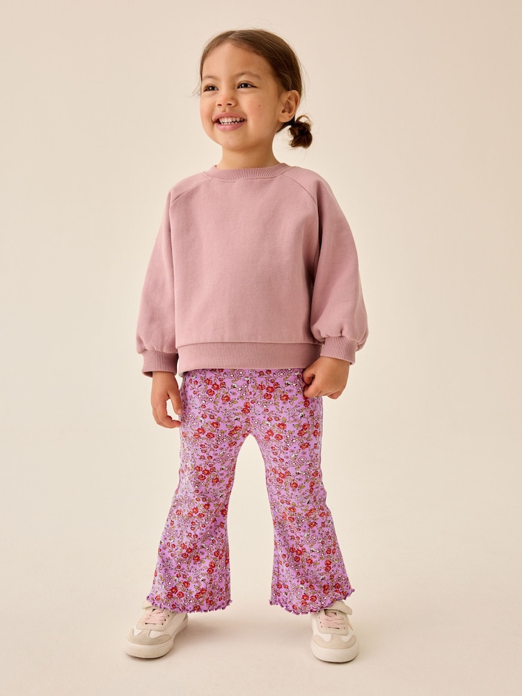 Purple Ditsy Floral Floral Flare Leggings (3mths-7yrs) - Image 2 of 8 Purple Ditsy Floral Floral Flare Leggings (3mths-7yrs) - Image 2 of 8