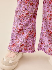 Purple Ditsy Floral Floral Flare Leggings (3mths-7yrs) - Image 4 of 8