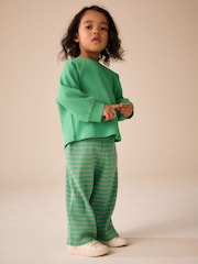 Green/Pink Stripe Ribbed Wide Leg Trousers (3mths-7yrs) - Image 1 of 3