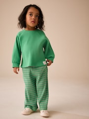Green/Pink Stripe Ribbed Wide Leg Trousers (3mths-7yrs) - Image 2 of 3