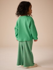 Green/Pink Stripe Ribbed Wide Leg Trousers (3mths-7yrs) - Image 3 of 3