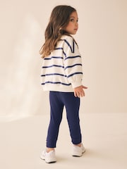 Navy Ribbed Button Cuffed Leggings (3mths-7yrs) - Image 3 of 7