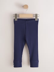 Navy Ribbed Button Cuffed Leggings (3mths-7yrs) - Image 4 of 7