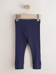 Navy Ribbed Button Cuffed Leggings (3mths-7yrs) - Image 5 of 7