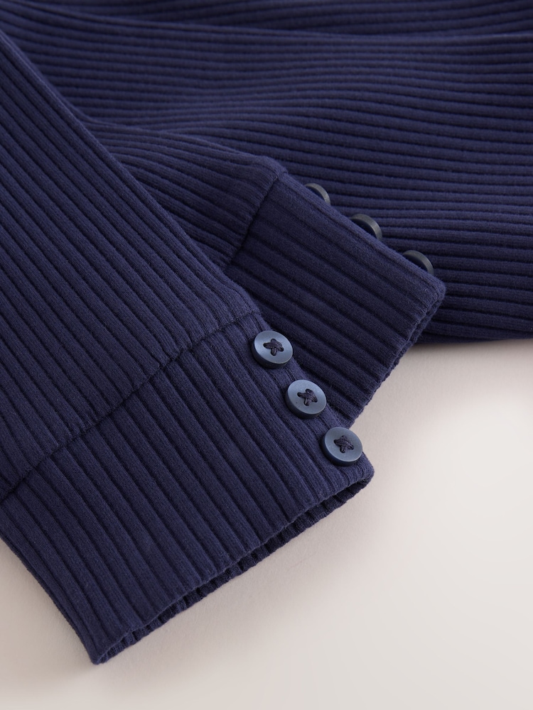 Navy Ribbed Button Cuffed Leggings (3mths-7yrs) - Image 7 of 7 Navy Ribbed Button Cuffed Leggings (3mths-7yrs) - Image 7 of 7