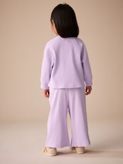 Lilac Purple Ribbed Wide Leg Trousers (3mths-7yrs) - Image 3 of 8